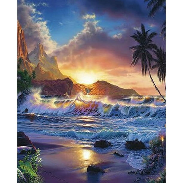 Art DIY By Number Kit Oil Painting Scenery Seascape Landscape Ocean Hand Painted